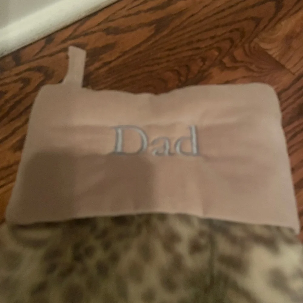 Pottery Barn Animal Print Faux Fur Stocking Snow Leopard Print DAD Monogram